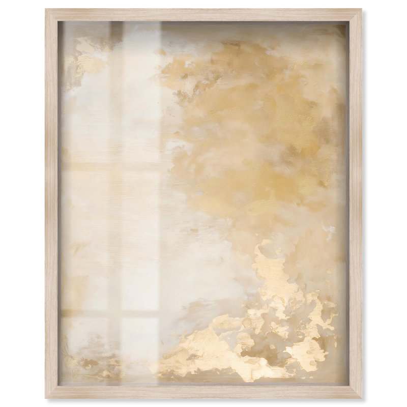 Sun Brust Gilding II Shadowbox Print, art minimaliste par Art Remedy, H 46 po x l 37 po, Crème, crème