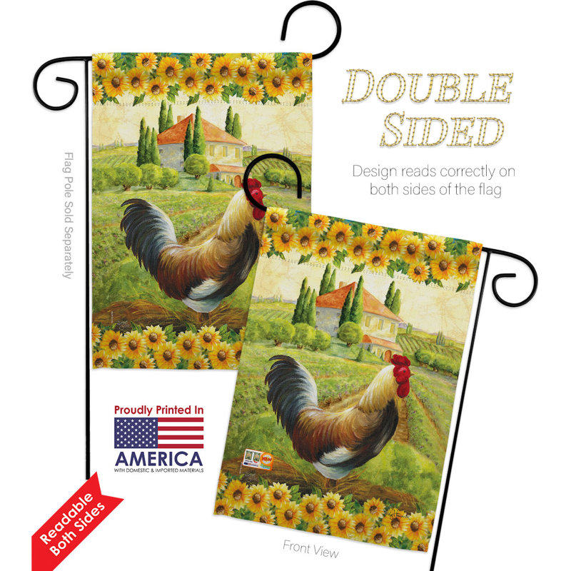 Drapeau de jardin en polyester 18 x 13 po Country Rooster