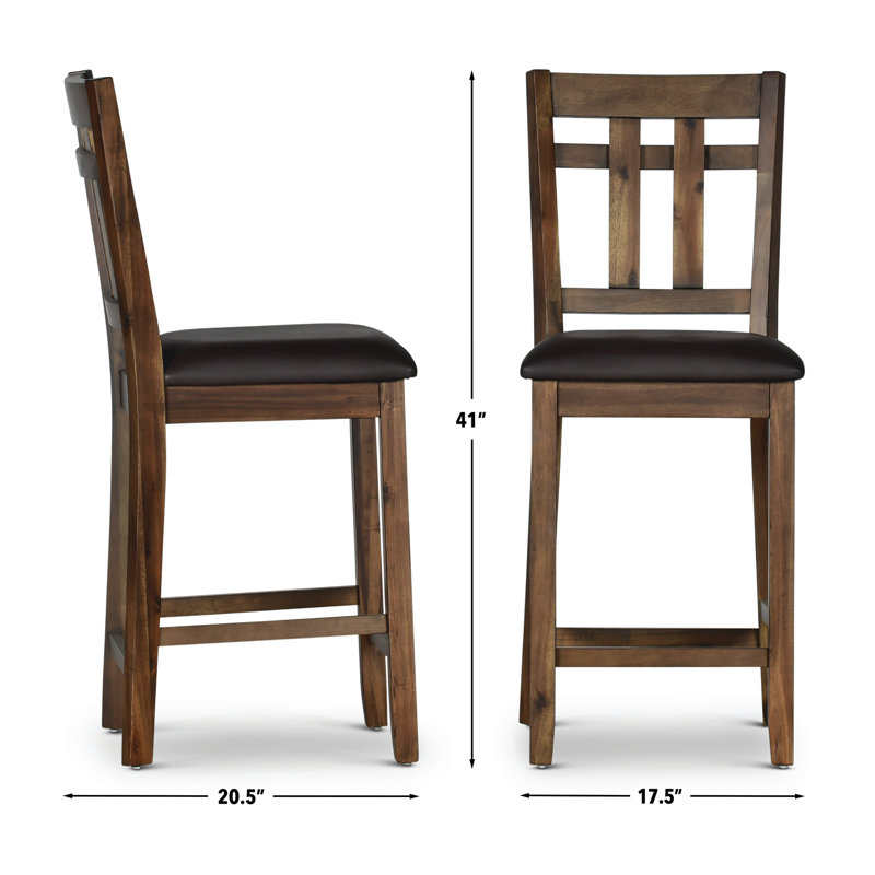 Shyann Brown Mango Wood Swivel Counter Stool Set