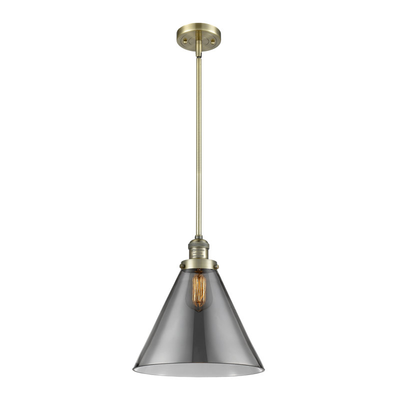 Hardman 1 - Light Single Pendant, Smoked, Antique Brass, 10" H x 8" W x 8" D