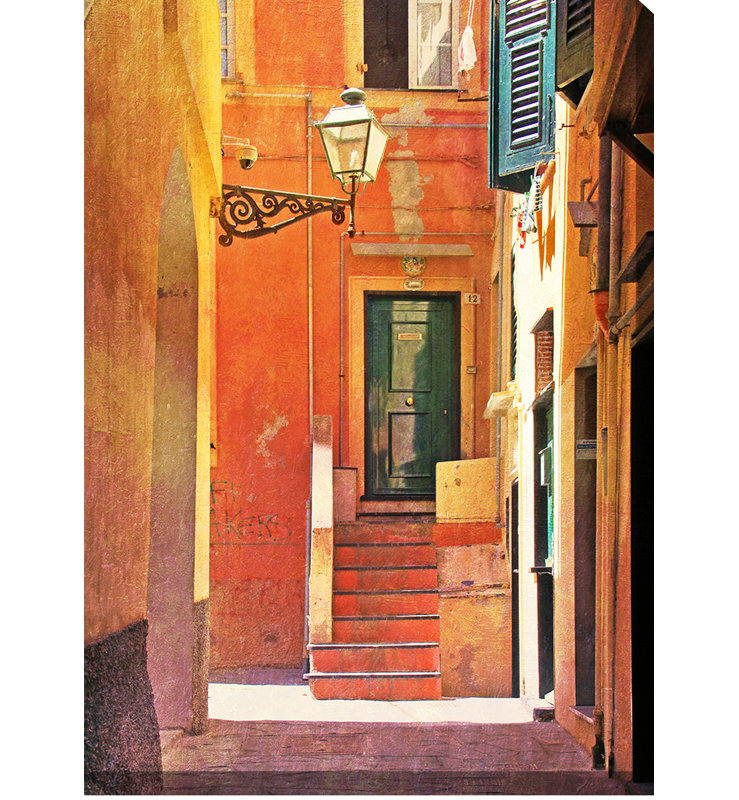 Liguria Alley Framed Photographic Print on Wrapped Canvas