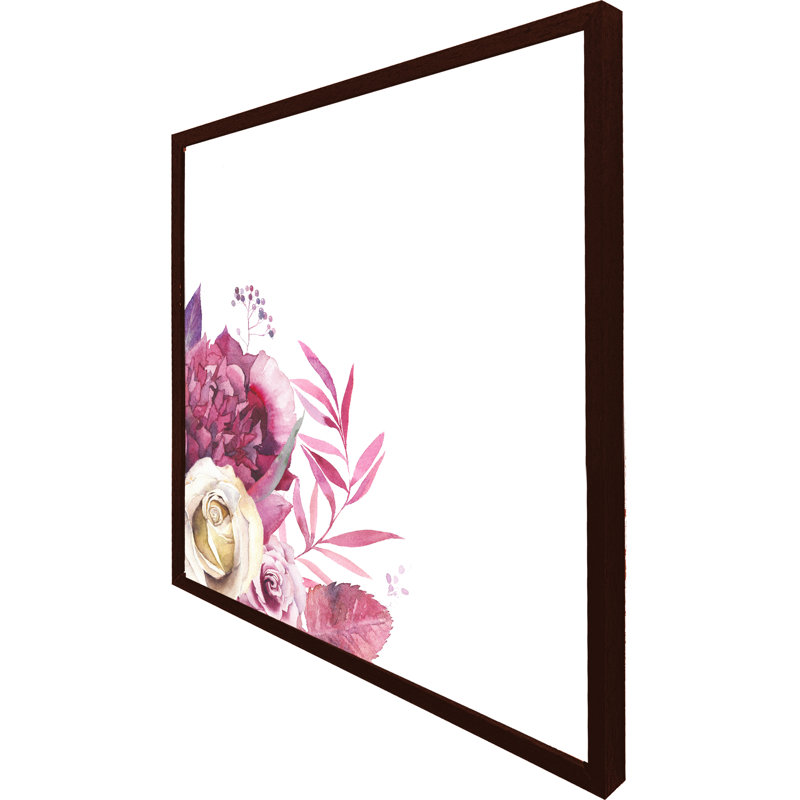 Valdis Pink Floral - Single Picture Frame Print, 31cm H x 31cm W x 4cm D, Brown Framed