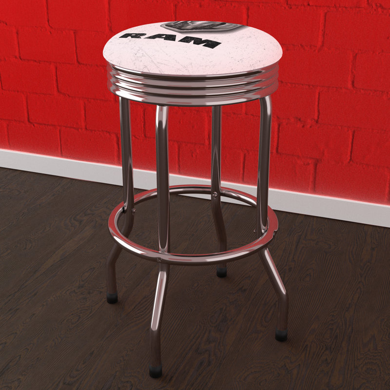 White Vinyl Swivel Bar Stool with Metal Frame