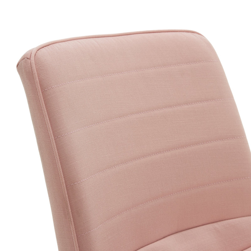 Adelaide Adjustable Pink Fabric Task Chair with Wood Accents