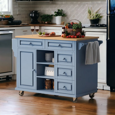 Cisca Solid Wood Top Kitchen Island