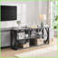 Table basse industrielle noire à 3 niveaux 70,87 pouces - Rangement peu encombrant pour le vestibule et le salon-981237775