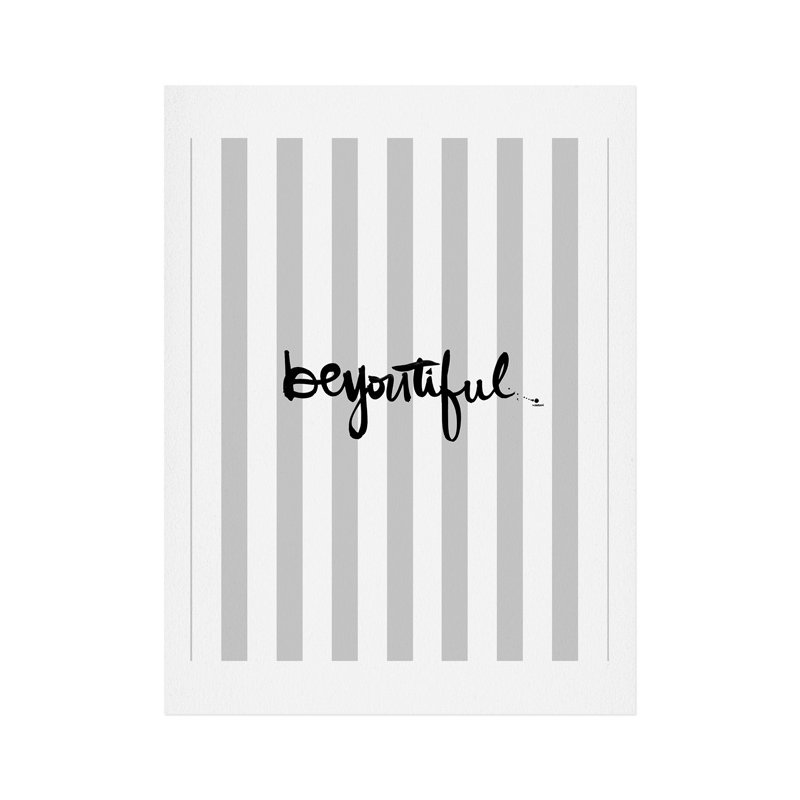 « beyoutiful rayures », art textuel, H 10 po x l 8 po x P 1 po