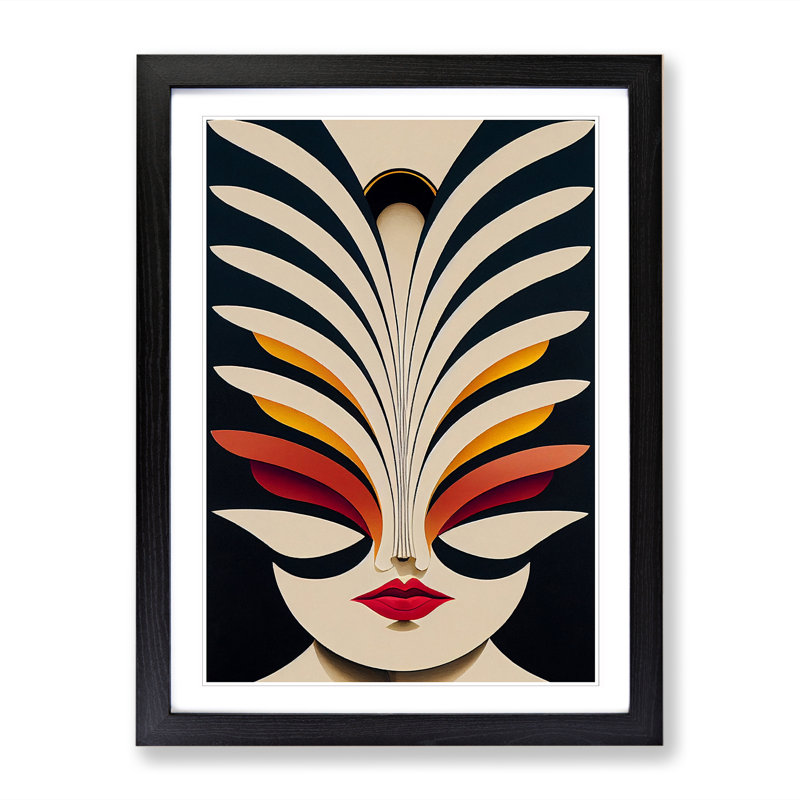 FRM-V0523-63X An Woman - Single Picture Frame Print, 64cm H x 46cm W x 2cm D, Black Framed