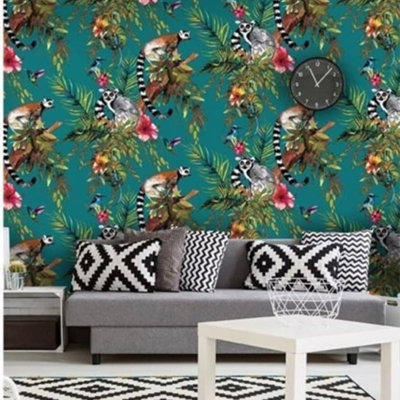 Dutch Wallcoverings WallpaperLemur Green