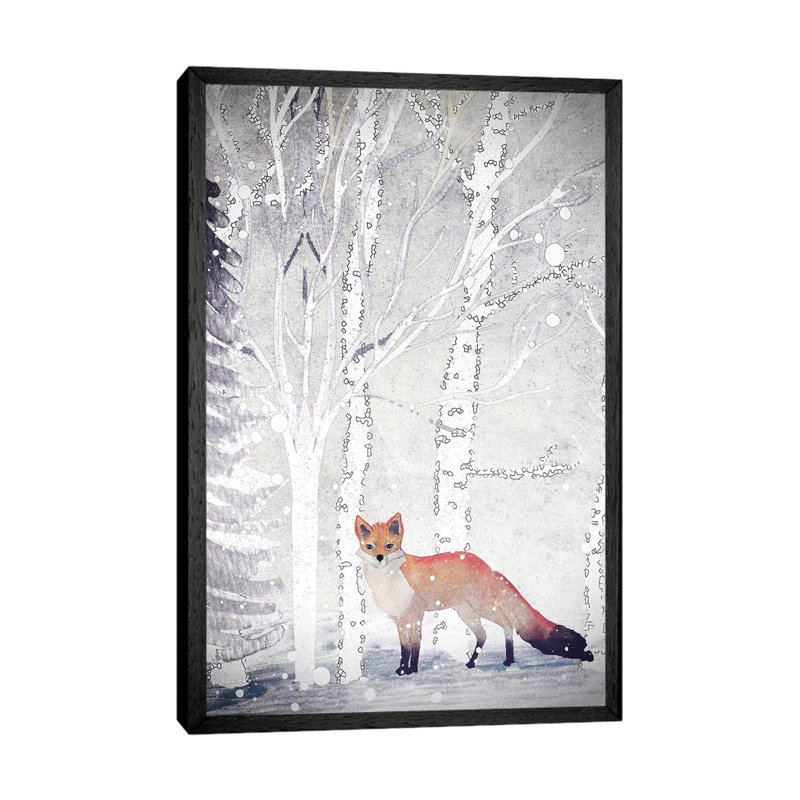 Mr. Winterfox II by Monika Strigel - Print on Canvas, Black Framed, 101.6 cm H x 66.04 cm W x 4.445 cm D