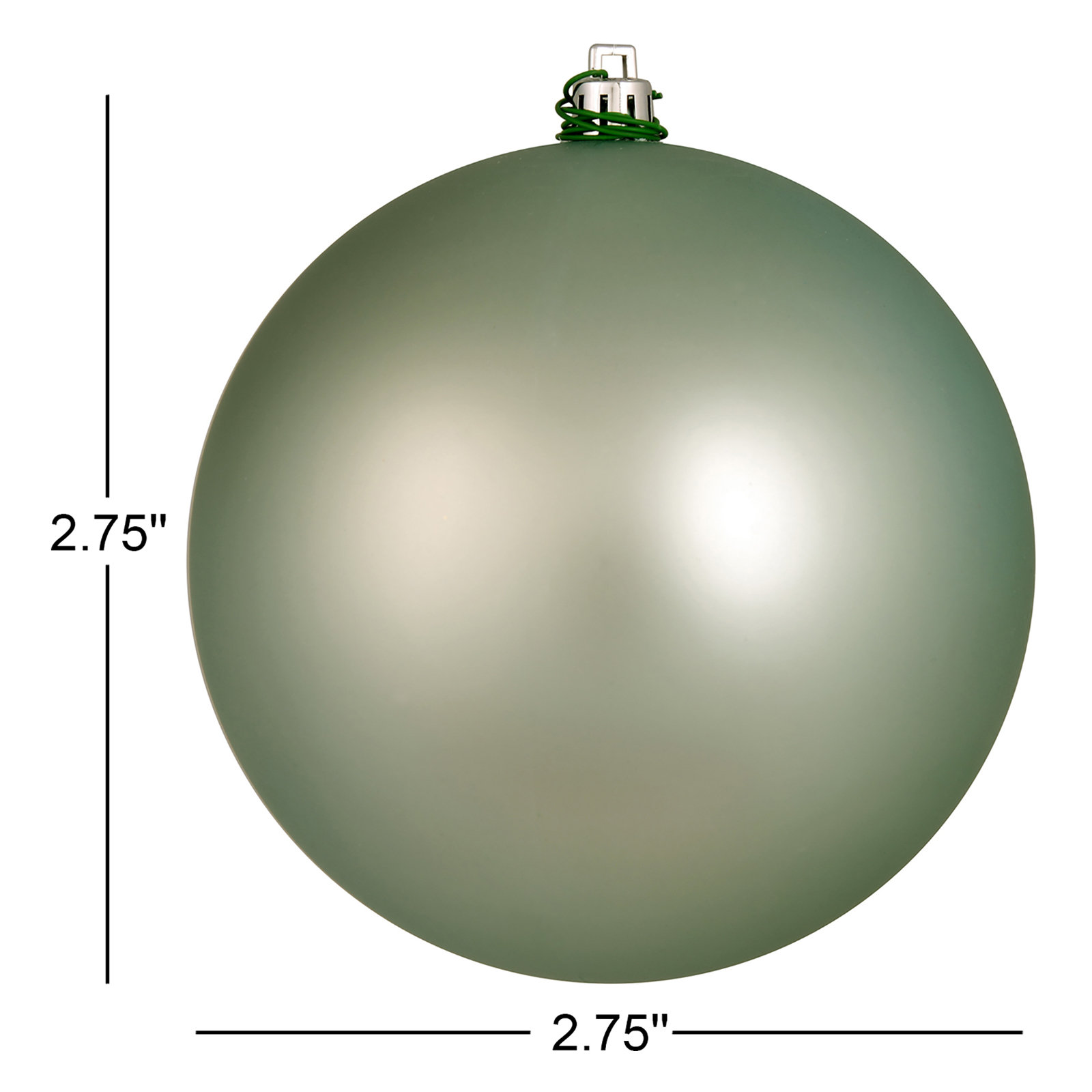 Holiday Décor Ball Ornament, 2.75" H x 2.75" W x 2.75" D, Matte Frosty Mint