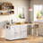 Kitchen Island With Extendable Dining Table, 3 Drawers, Power Outlet, Spice Rack And 2 Door Cabinet-249575515