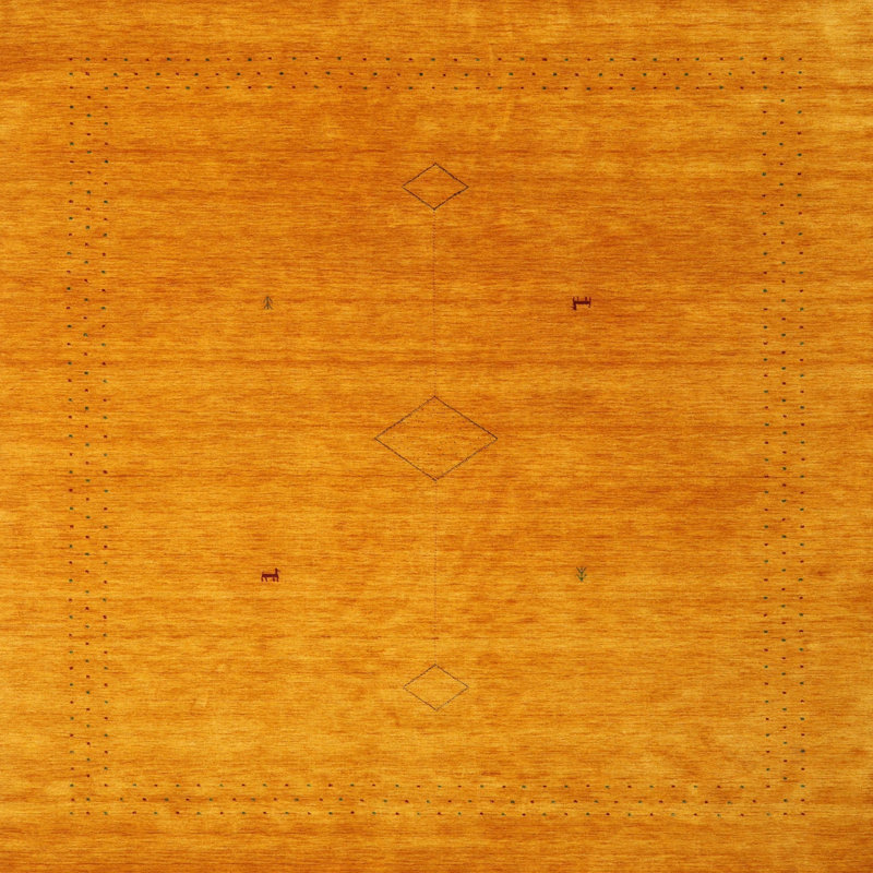 Tapis de zone jaune contemporaine, Carré 4 pi