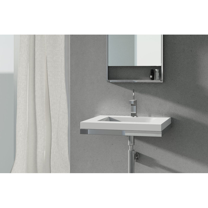Lavabo de salle de bain simple 24 "Cube Collection, blanc, Blanc mat