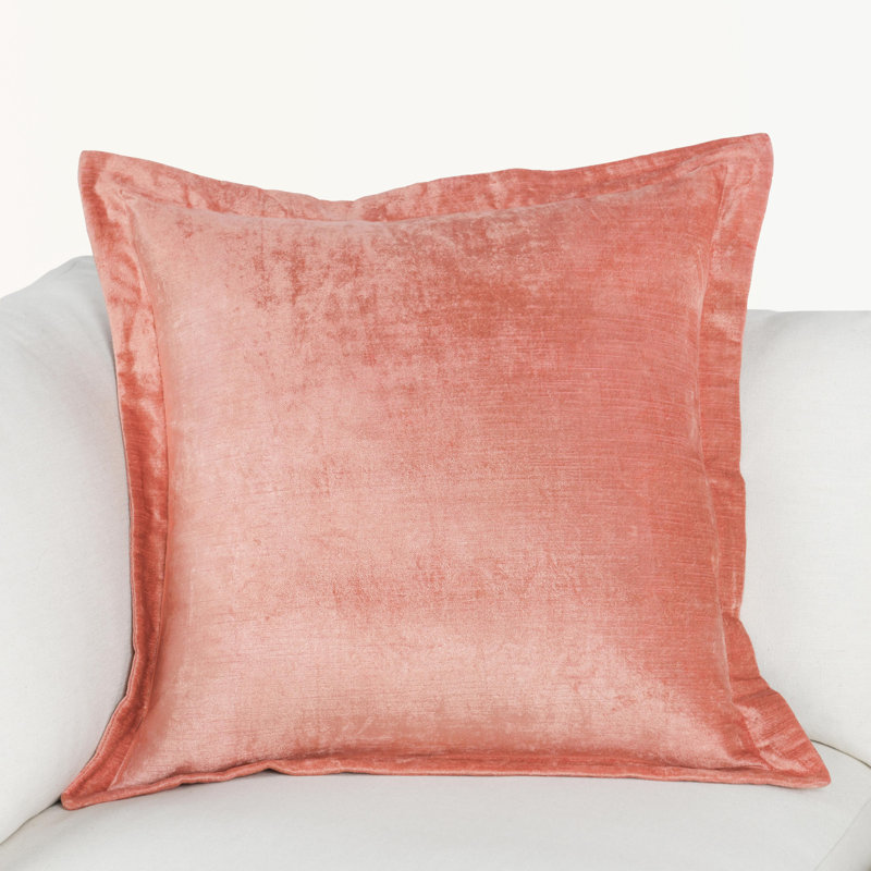 Lapis Velvet Square Pillow Cover & Insert, Coral