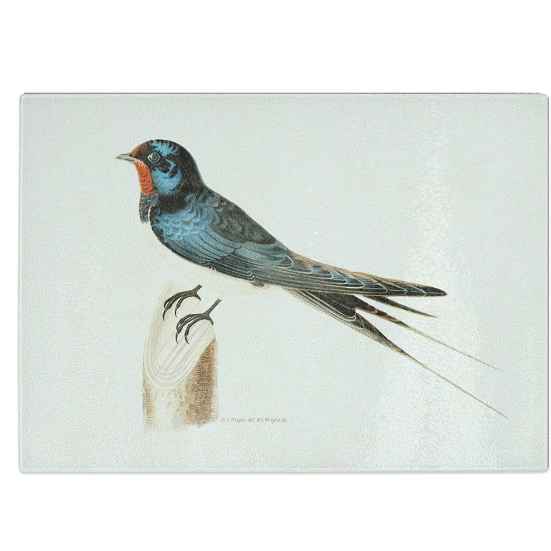 Glass Male Barn Swallow by Von Wright Chopping Board, 39 cm W x 28.5 cm L