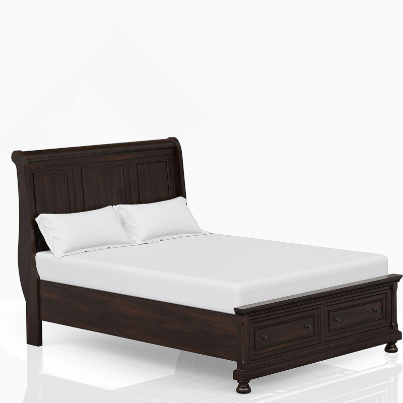 Grand lit de rangement en cerisier foncé, Cerisier, Grand lit