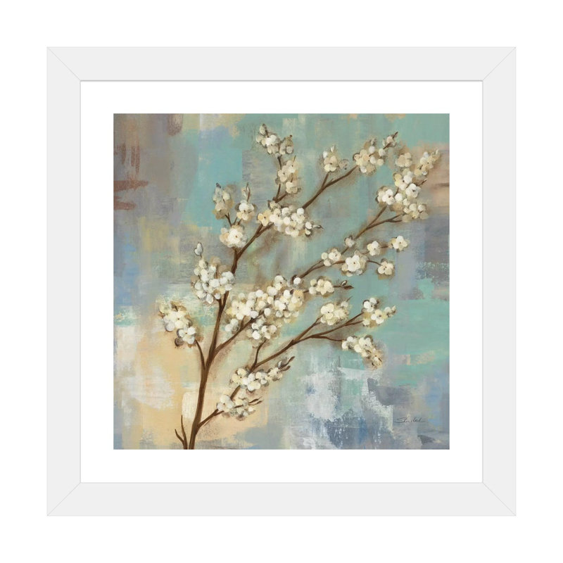 «Kyoto Blossoms I» par Silvia Vassileva - reproduction d'art, H 16 po x l 16 po x p 1 po, Papier encadré blanc, Blanc