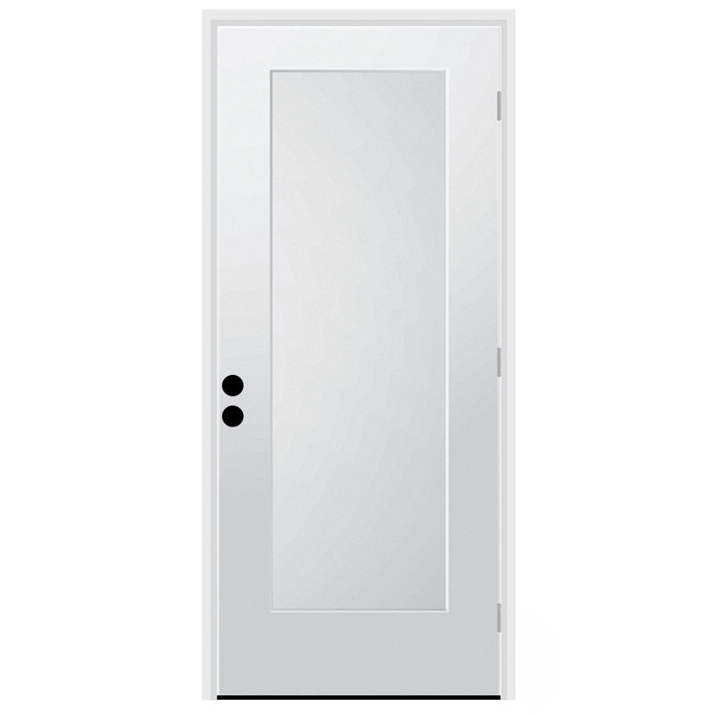 Porte extérieure 1 panneau en fibre de verre lisse avec poignées de 6/9 / 16 po, Nickel satiné