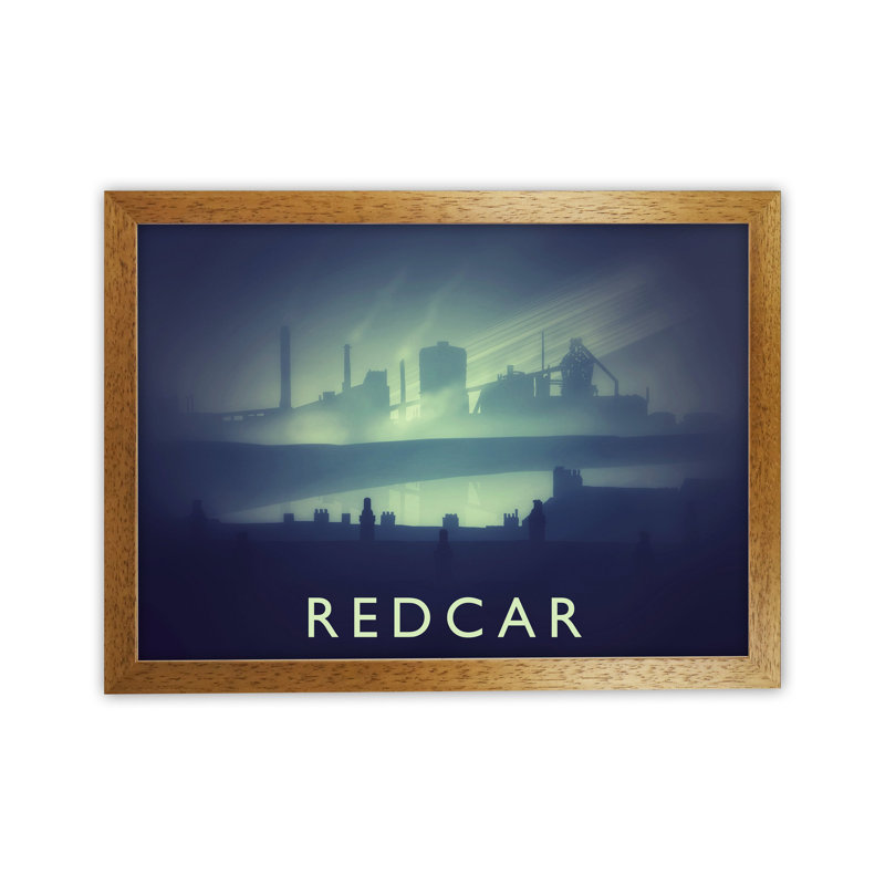 Redcar (Night) by Richard O'Neill - Print, Brown Framed, 34cm H x 46cm W x 3cm D