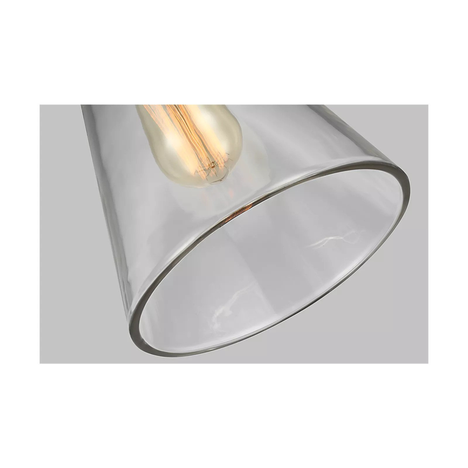 Topanga Single Light Glass Dimmable Pendant, Polished Nickel, 11.62" H x 8.5" W x 8.5" D