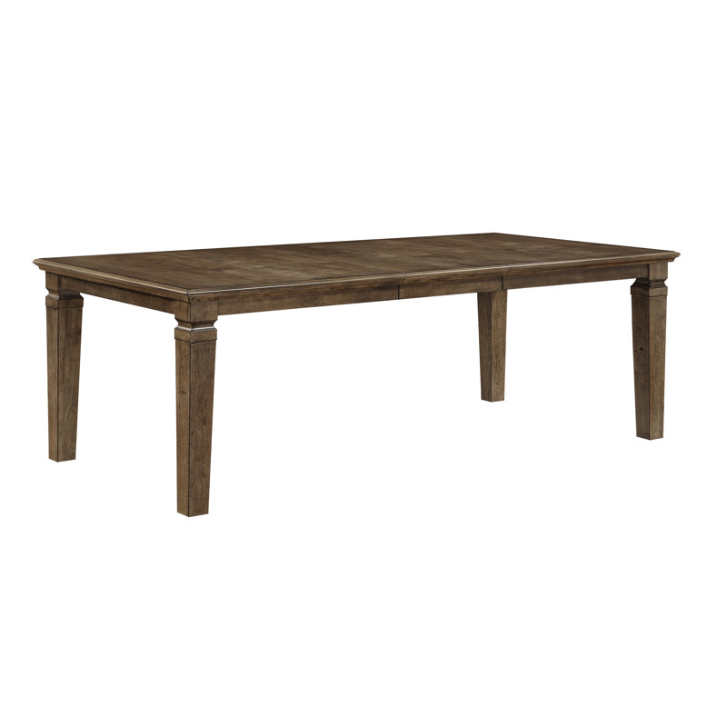 Table de salle à manger extensible contemporaine, fini brun, 6 couverts, idéale pour une famille, rectangulaire, à placer dans une pièce