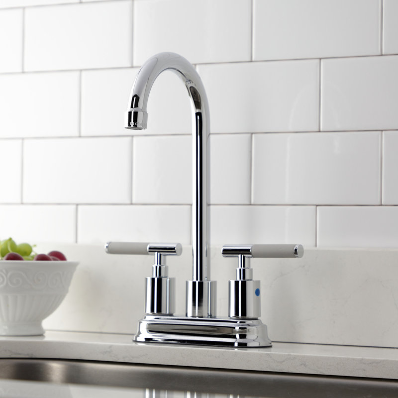 Kingston Brass Kaiser Two-Handle 2-Hole Deck Mount Bar Faucet, Polished Chrome