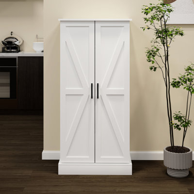 Armoire de rangement 50 po autoportante à DEL avec garde-manger Buffet avec 2 portes, tablettes réglables. Blanc pour la cuisine, le salon, la salle à manger. Armoires à cubes spacieuses pour la salle à manger. Grande capacité