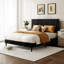 Structure de lit plateforme tapissier double sans sommier tapissier gris foncé-130085742-130085744