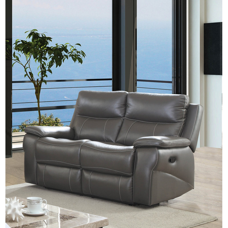 Causeuse inclinable en cuir avec accoudoirs coussinés 61 po Faulks, Manuel