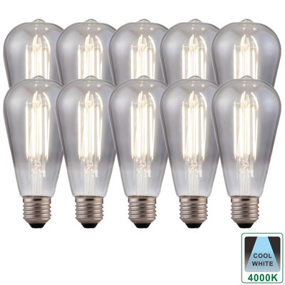 8W E27 ST64 Smoked LED Light Bulb 4000K (Set Of 10)