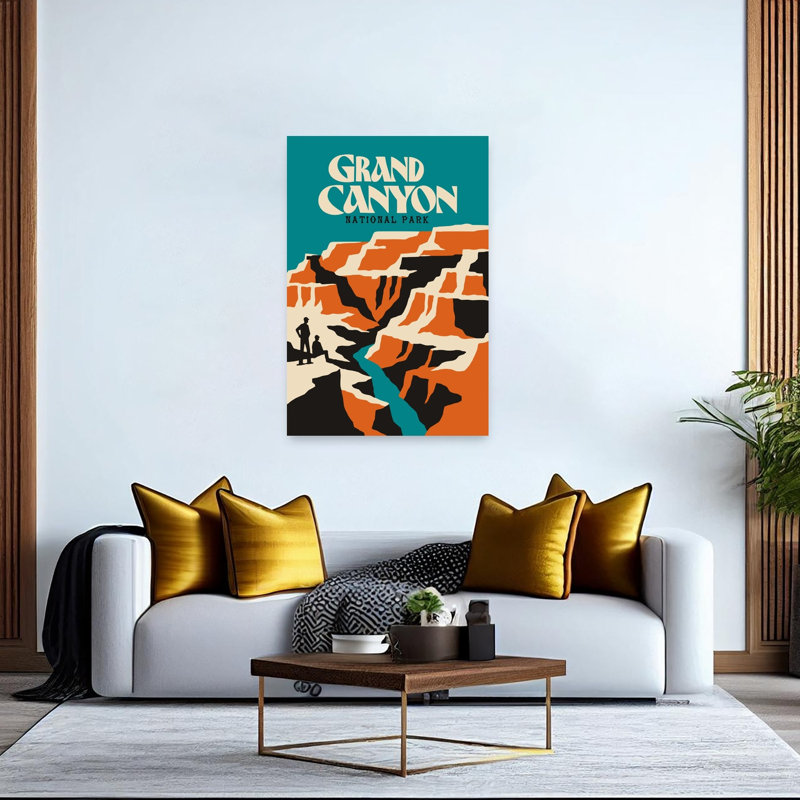 Grand Canyon Vista, rétro, paysage abstrait, nature, impression murale, H 48 po x l 32 po