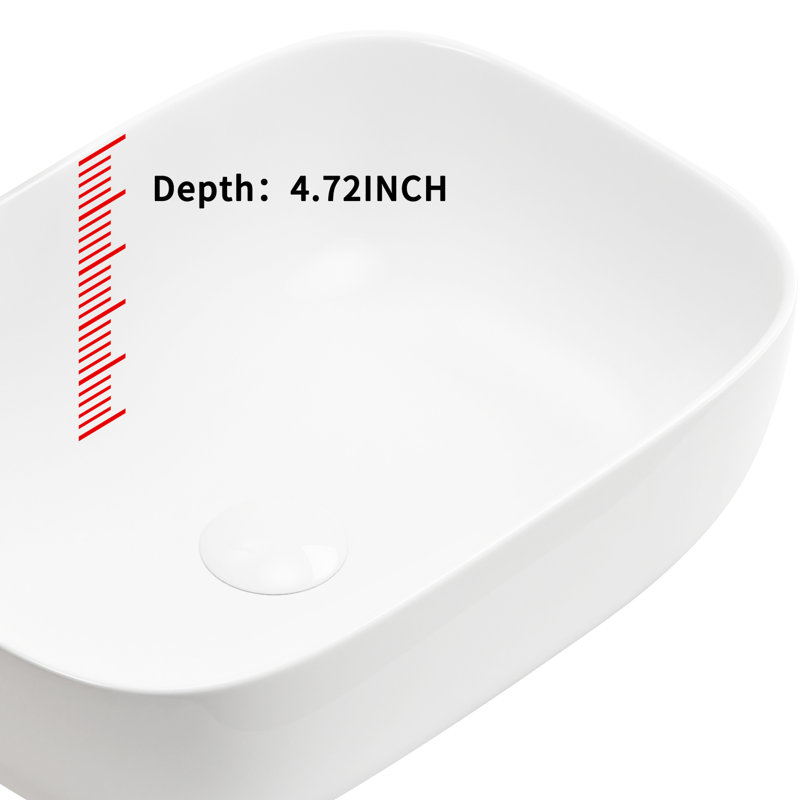 European Style Rectangle White Bathroom Vessel Sink, Smooth Baked Glaze Standard, And Robust, Easy To Keep Clean Mode Glaze, Practical, Maintain Sink