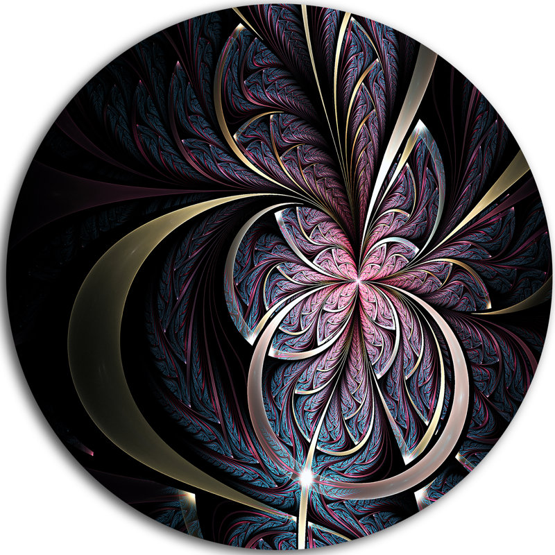 «Dark Blue Fractal Butterfly Flower», impression, H 36 po x l 36 po x P 1 po, Métal