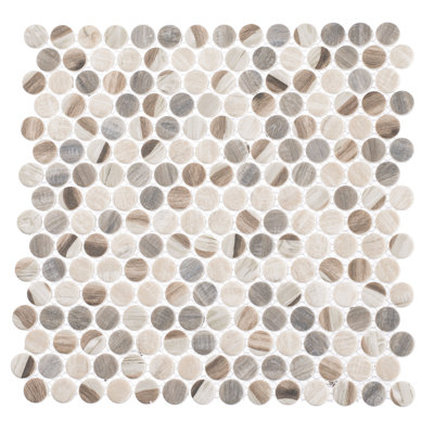 Dexo 1" Glass Penny Round Mosaic Kitchen Backsplash, Bathroom, Shower, Pool, Wall and Floor Tile