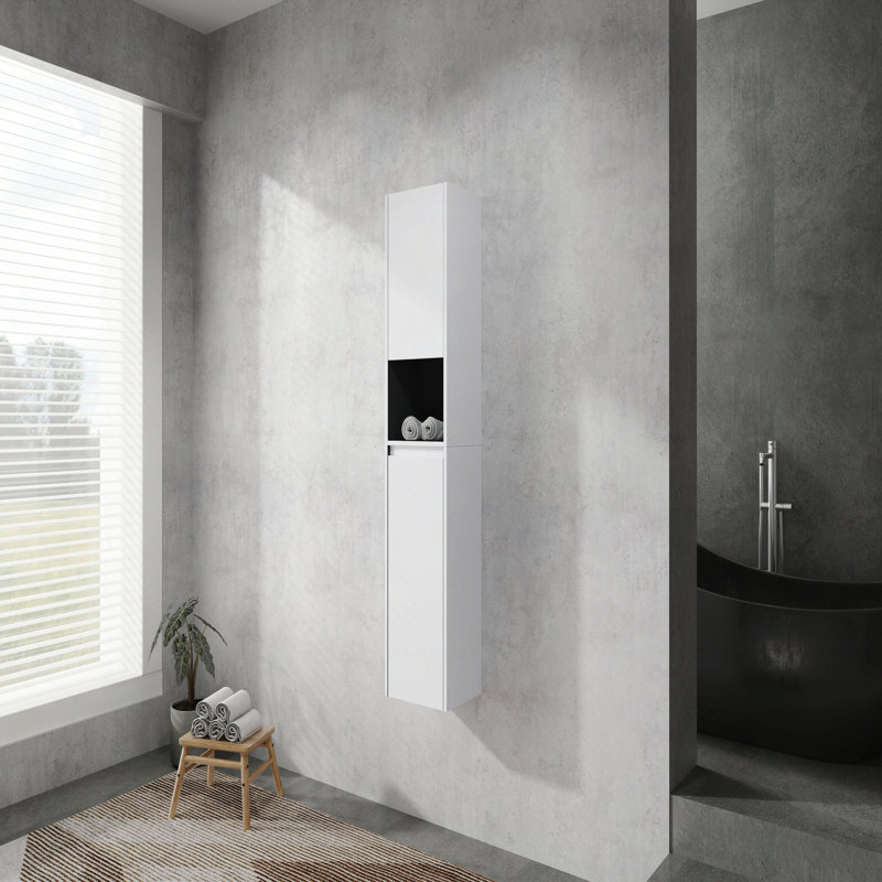 Armoire latérale de salle de bain 12 po, 2 portes à fermeture douce, fixation flottante, 12 * 2 (emballage Kd)