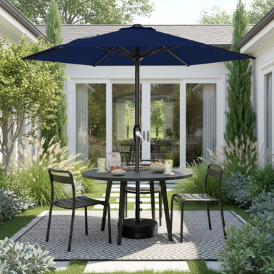  Parasol d'extérieur 7,5 pi, parasol de patio et manivelle à bouton-poussoir en métal 7,5 pi