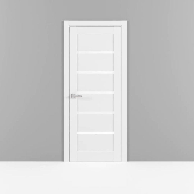 White MDF Pantry Door with Frosted Glass and Black Hardware