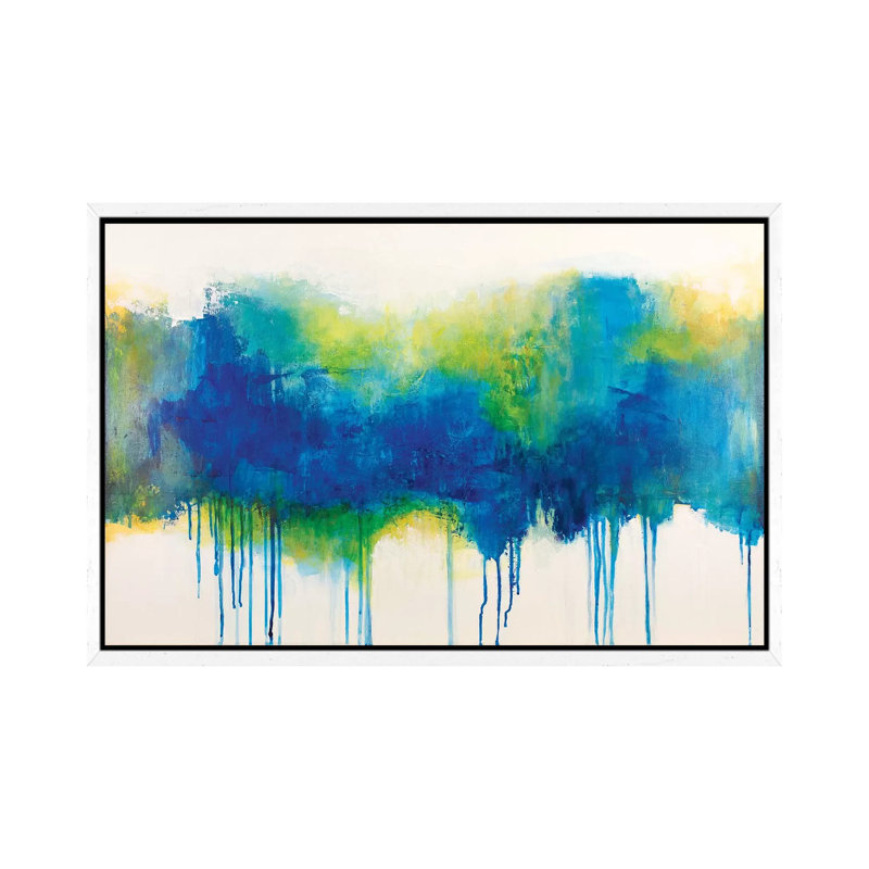 Picnic At Rivers Edge by Jude Remedios - Painting on Canvas, White Framed, 66.04cm H x 101.6cm W x 3.81cm D