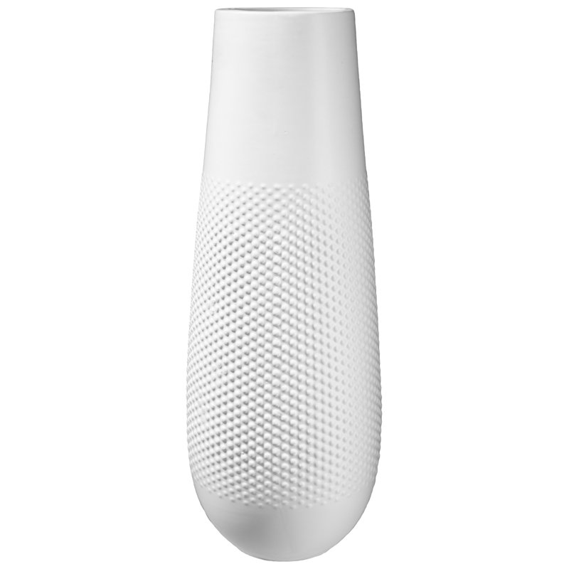 Falisa Ceramic / Porcelain Table Vase, 14" H x 5" W x 5" D, White