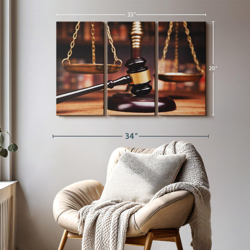 " Gavel And Scales ", 20" H x 33" W x 1.25" D