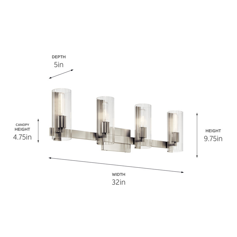 Éclairage pour salle de bain 4 lumières Timarah, Nickel