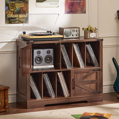 Large Record Player Stand With Vinyl Storage by August Grove