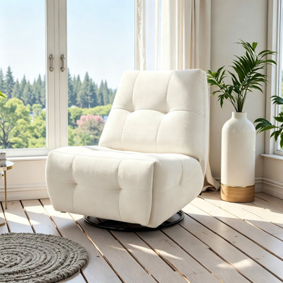  32.3" Wide Contemporary Soft Fabric Swivel Glider Electric Recliner with Dual Charging Ports