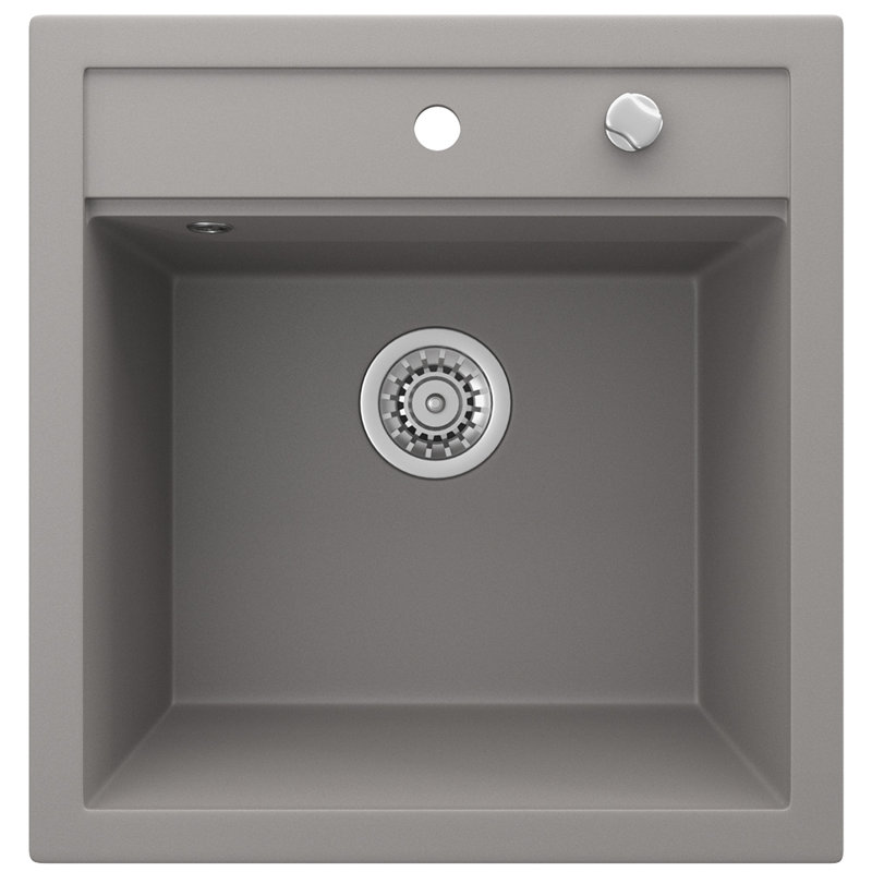 Dakota Fields Carneal 510mm W Single Bowl Granite Drop-In Kitchen Sink, Concrete