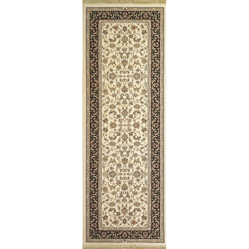 Tapis ivoire/noir en laine Cirro, Tapis de couloir 2 pi 9 po x 11 pi 6 po