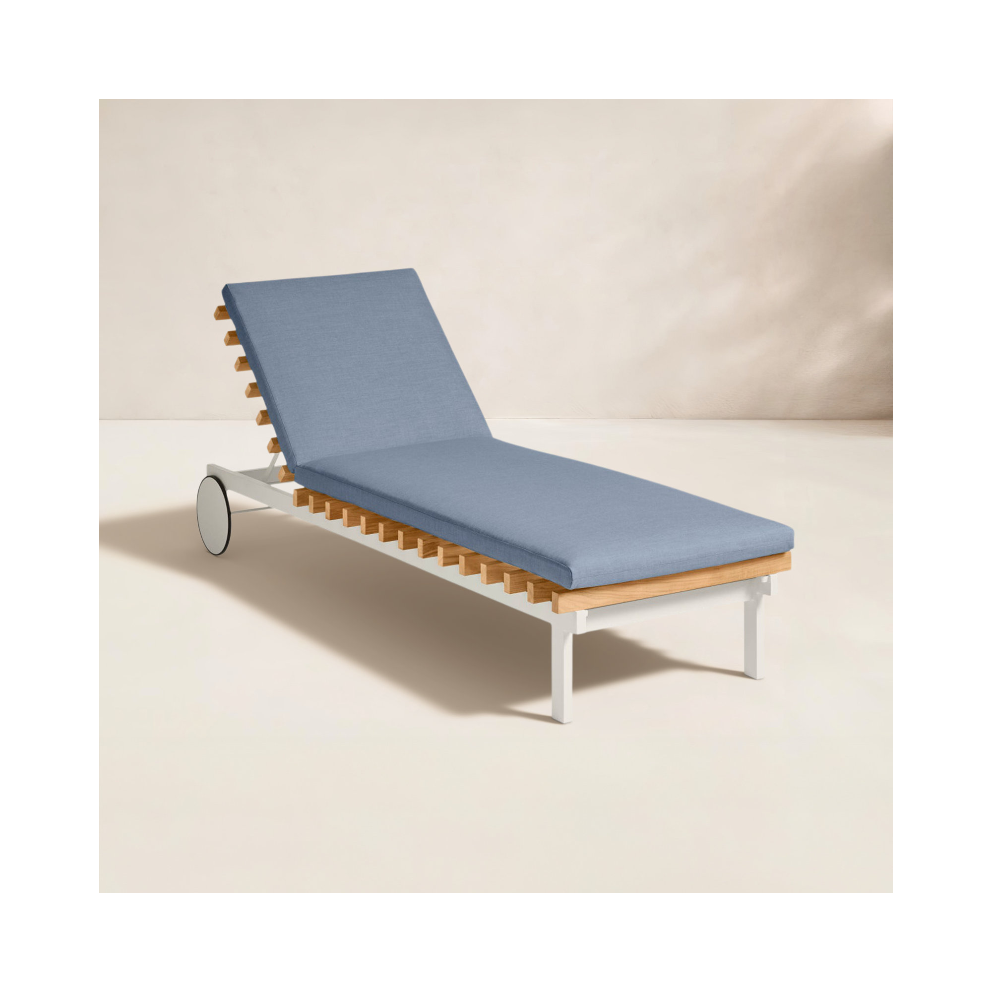 Perch 26'' Outdoor Powder Coated Aluminum Chaise Lounge, Sunbrella Haze, White