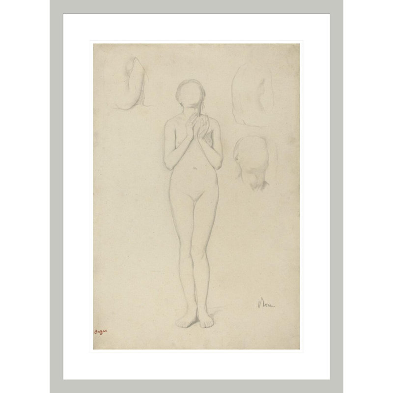 Étude d'un nu féminin par Edgar Degas - reproduction giclée encadrée, H 29,5 po x l 22,04 po
