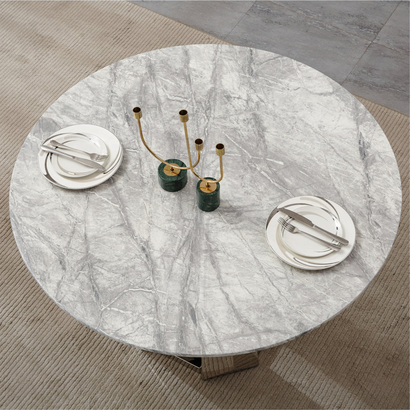 Table de salle à manger 47 po, Gris, Argent
