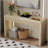 Rustic Console Table With 3 Fluted Drawers - Solid Wood Veneer Entryway Table Featuring Natural Wood Grain For Living Room, Hallway-986705046